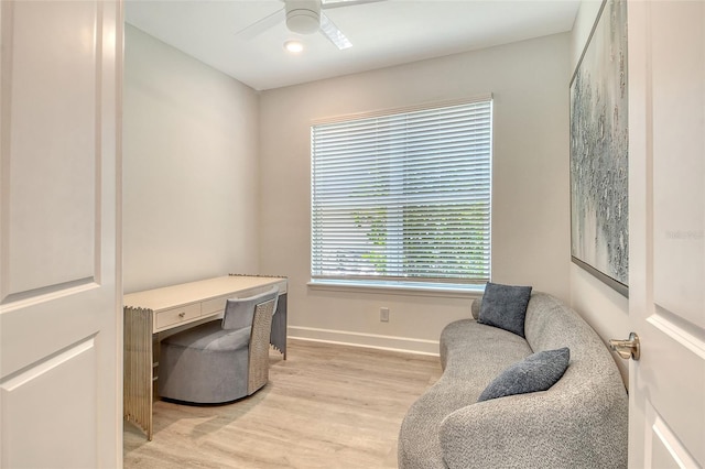 5475 Summit Gln, Bradenton, FL 34203 - office featuring light wood-type flooring, ceiling fan, baseboards, and radiator