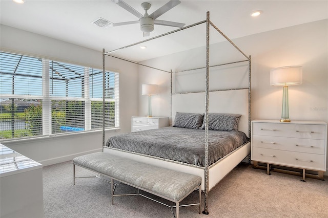 5475 Summit Gln, Bradenton, FL 34203 - carpeted bedroom with baseboards, recessed lighting, and ceiling fan