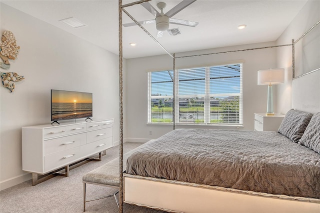 5475 Summit Gln, Bradenton, FL 34203 - carpeted bedroom with baseboards, a ceiling fan, and recessed lighting