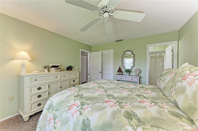 3213 Mercer Rd, Bradenton, FL 34207 - bedroom featuring carpet flooring, baseboards, a ceiling fan, and a textured ceiling