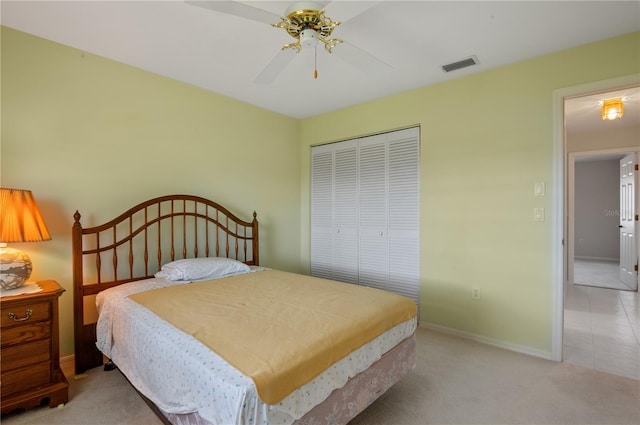 1654 Waxwing Ct, Venice, FL 34293 - carpeted bedroom with a closet, ceiling fan, and baseboards