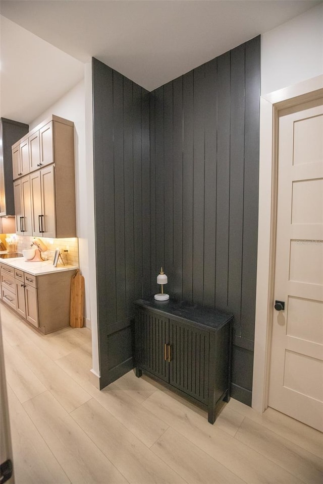 6713 Taneytown St, North Port, FL 34291 - detailed view of wood finished floors and decorative backsplash