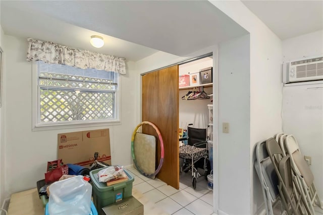 5403 Fleming St, Port Charlotte, FL 33981 - dining space featuring light tile patterned floors and an AC wall unit