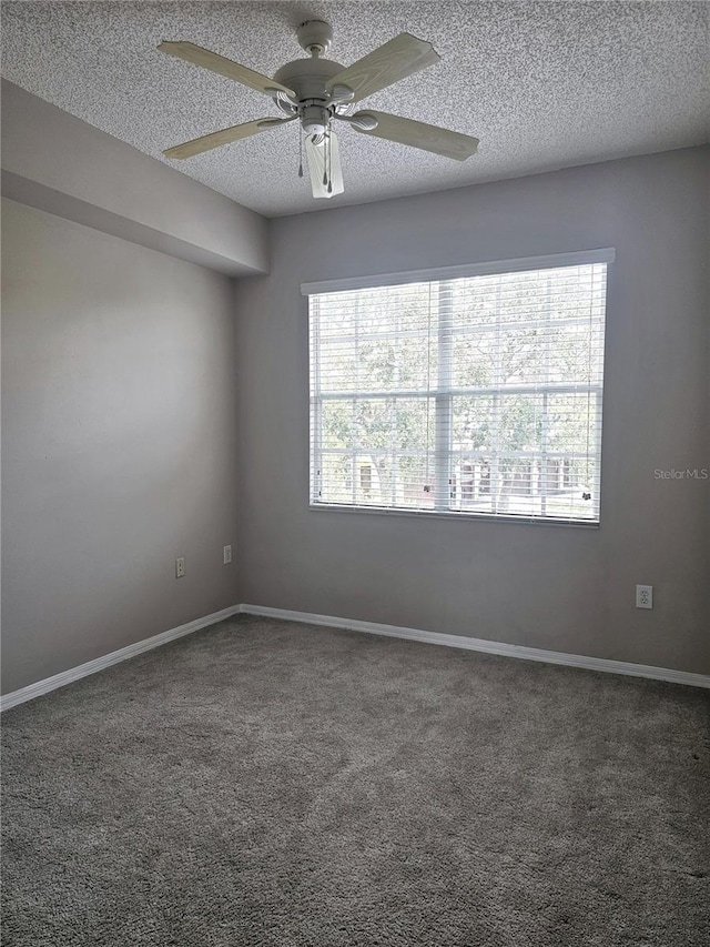 5711 Bentgrass Dr Unit 19-203, Sarasota, FL 34235 - carpeted empty room with ceiling fan, a textured ceiling, and baseboards
