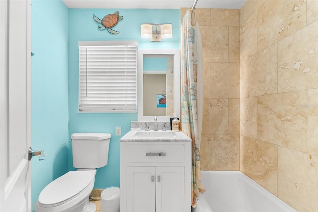 1723 Laramie St, Sarasota, FL 34231 - bathroom featuring toilet, shower / bath combo, and vanity