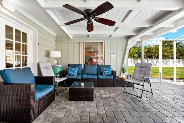 1723 Laramie St, Sarasota, FL 34231 - view of patio / terrace featuring ceiling fan and outdoor lounge area