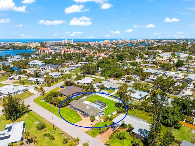 1723 Laramie St, Sarasota, FL 34231 - aerial perspective of suburban area with a large body of water