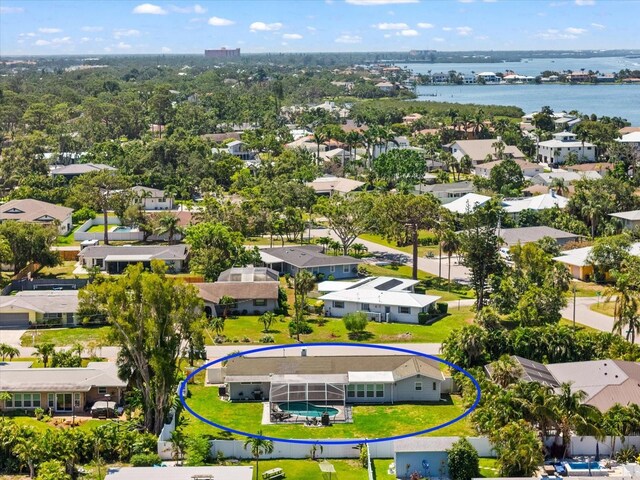 1723 Laramie St, Sarasota, FL 34231 - aerial view of residential area featuring a large body of water and a pool