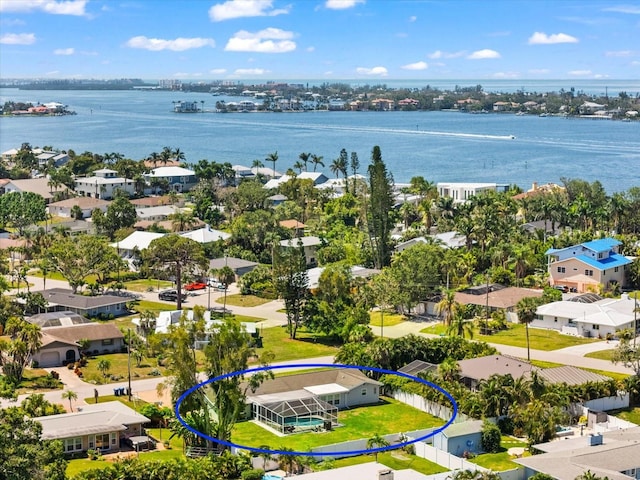1723 Laramie St, Sarasota, FL 34231 - aerial perspective of suburban area featuring a nearby body of water