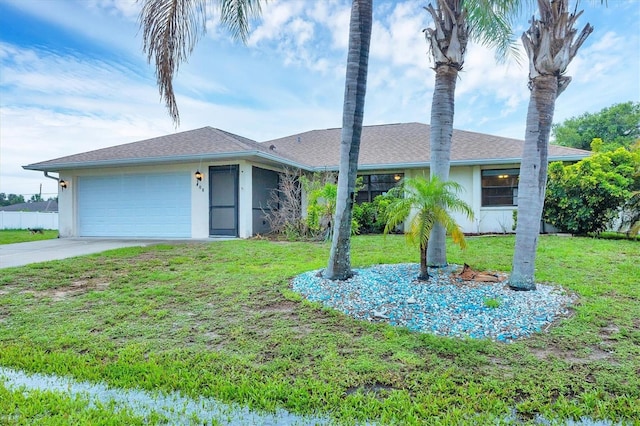 408 Fletcher St, Port Charlotte, FL 33954 - single story home featuring a garage, a front lawn, concrete driveway, and stucco siding