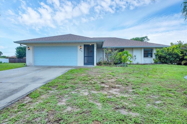 408 Fletcher St, Port Charlotte, FL 33954 - single story home featuring a garage, stucco siding, concrete driveway, and a front yard