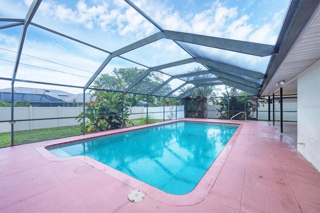 408 Fletcher St, Port Charlotte, FL 33954 - view of swimming pool featuring a patio area, a fenced backyard, and a lanai