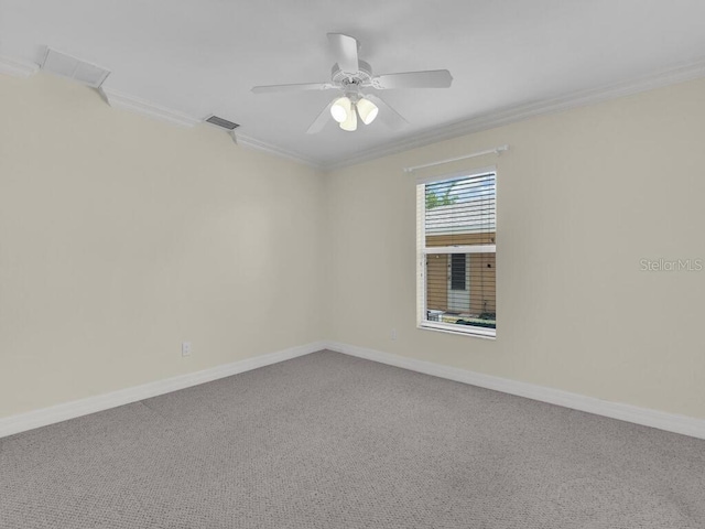 3616 SE 8th Pl, Cape Coral, FL 33904 - carpeted empty room featuring ornamental molding, a ceiling fan, and baseboards