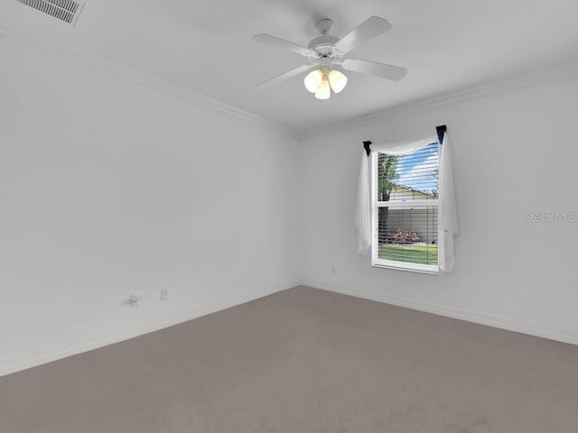 3616 SE 8th Pl, Cape Coral, FL 33904 - unfurnished room featuring crown molding, carpet floors, a ceiling fan, and baseboards