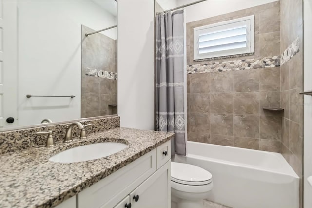 1015 143rd St NE, Bradenton, FL 34212 - bathroom featuring vanity, shower / tub combo with curtain, and toilet
