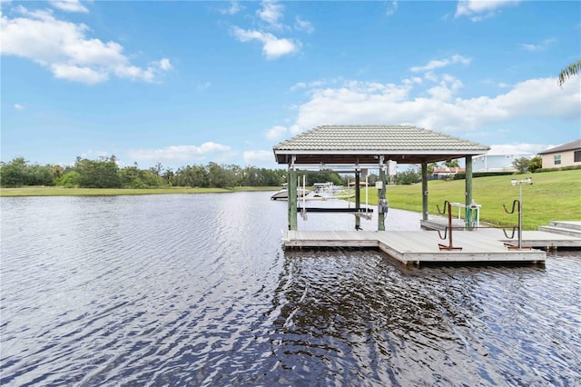 1015 143rd St NE, Bradenton, FL 34212 - dock area with a water view and a yard