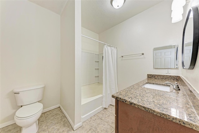 4802 51st St W Unit 808, Bradenton, FL 34210 - full bathroom with vanity, toilet, shower / bath combo with shower curtain, and tile patterned flooring