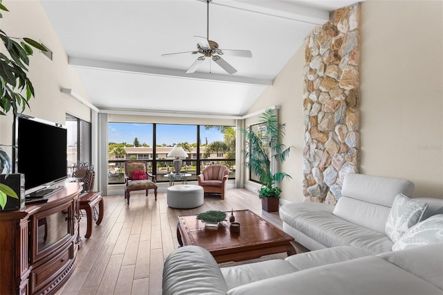 4210 SE 20th Pl Unit A8, Cape Coral, FL 33904 - living room with hardwood / wood-style floors and a ceiling fan