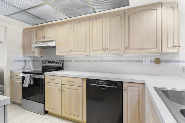 4210 SE 20th Pl Unit A8, Cape Coral, FL 33904 - kitchen featuring black dishwasher, stainless steel electric range oven, and light brown cabinets