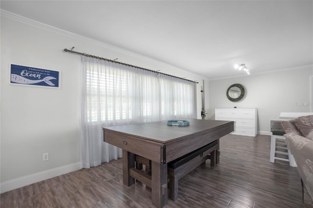 3861 N Ringdove Pt, Crystal River, FL 34428 - dining space featuring baseboards, wood finished floors, and ornamental molding