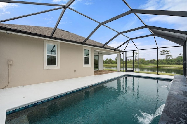5240 Bentgrass Way, Bradenton, FL 34211 - outdoor pool featuring a water view, a patio, and glass enclosure