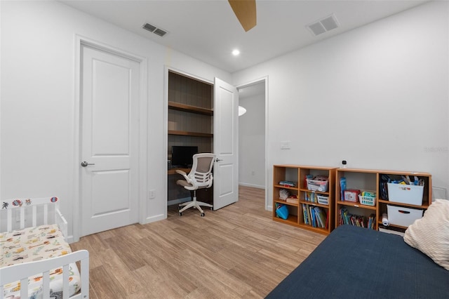 5240 Bentgrass Way, Bradenton, FL 34211 - bedroom featuring a desk, light wood-style flooring, recessed lighting, and baseboards