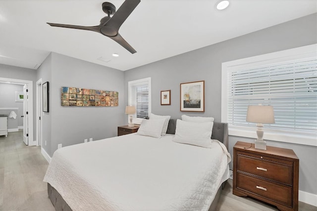 1919 Laurel St, Sarasota, FL 34236 - bedroom featuring light wood finished floors, ceiling fan, and recessed lighting