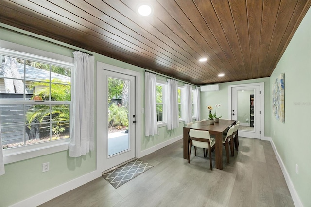 1919 Laurel St, Sarasota, FL 34236 - dining room with plenty of natural light, wooden ceiling, recessed lighting, and wood finished floors