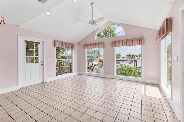 2002 8th St W, Palmetto, FL 34221 - unfurnished sunroom with a water view and vaulted ceiling