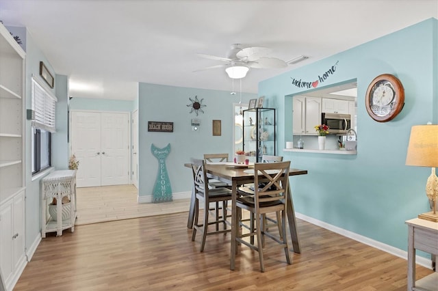 2740 Orchid Oaks Dr Unit 304, Sarasota, FL 34239 - dining area featuring light wood-style floors, ceiling fan, and baseboards