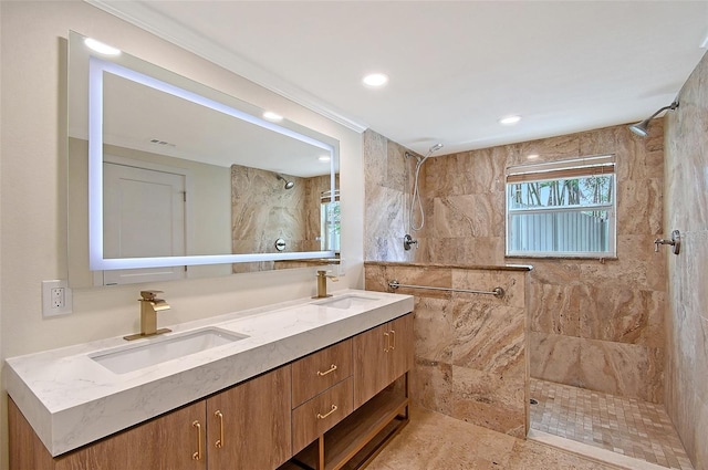 1203 Lyric Ln, Sarasota, FL 34242 - full bath with walk in shower, double vanity, and recessed lighting