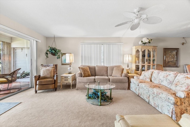 5600 Beach Way Dr Unit 201, Sarasota, FL 34242 - carpeted living area featuring ceiling fan