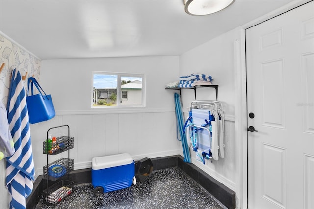 404 Bayshore Rd, Nokomis, FL 34275 - interior space with a wainscoted wall and baseboards