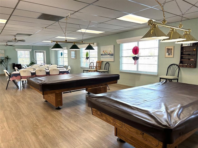 3272 Lake Bayshore Dr Unit 515, Bradenton, FL 34205 - recreation room featuring pool table, wood finished floors, and a paneled ceiling
