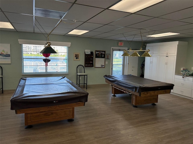 3272 Lake Bayshore Dr Unit 515, Bradenton, FL 34205 - recreation room featuring billiards, wood finished floors, and a paneled ceiling