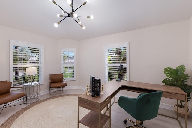 12015 Forest Park Cir, Bradenton, FL 34211 - office space featuring baseboards and a chandelier