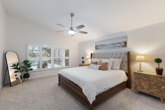 12015 Forest Park Cir, Bradenton, FL 34211 - bedroom with carpet floors, lofted ceiling, ceiling fan, and baseboards