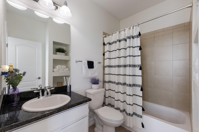 12015 Forest Park Cir, Bradenton, FL 34211 - full bathroom with vanity, shower / bath combination with curtain, and toilet