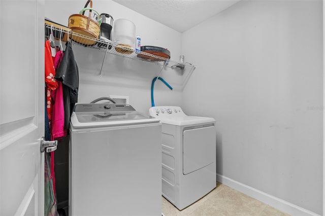 1234 Harbour Blue St, Ruskin, FL 33570 - laundry area featuring washing machine and dryer, baseboards, and a textured ceiling