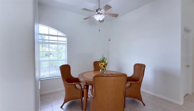 2199 Palm Ct, North Port, FL 34287 - dining area with ceiling fan, baseboards, and light tile patterned floors