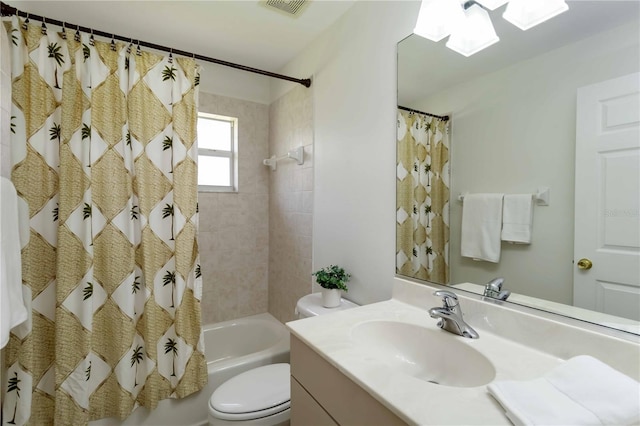 2199 Palm Ct, North Port, FL 34287 - full bath featuring vanity, shower / bath combination with curtain, toilet, and a skylight