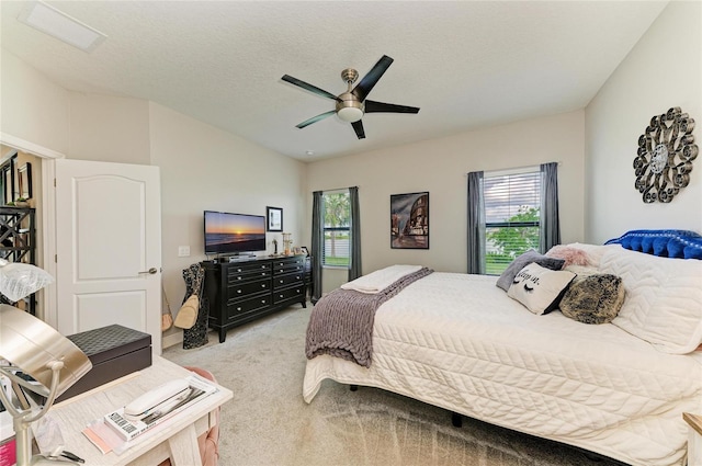 4625 Canoe Creek Ave, Parrish, FL 34219 - bedroom with light colored carpet, ceiling fan, and vaulted ceiling