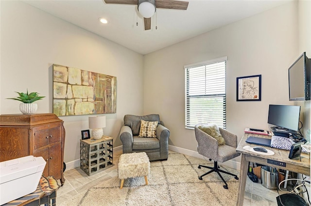 4625 Canoe Creek Ave, Parrish, FL 34219 - office space featuring baseboards, a ceiling fan, and recessed lighting