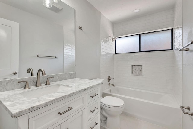 5192 Cedar Hammock Ln, Sarasota, FL 34232 - full bathroom with vanity, shower / bath combination, toilet, and tile patterned flooring
