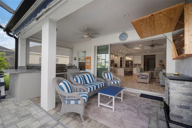 10423 Morning Marsh Ln, Parrish, FL 34219 - view of patio / terrace featuring ceiling fan and an outdoor living space