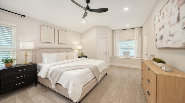 6641 Saint James Xing, University Park, FL 34201 - bedroom featuring light colored carpet, recessed lighting, baseboards, and a ceiling fan