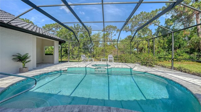 6641 Saint James Xing, University Park, FL 34201 - view of pool with a patio area, glass enclosure, and a pool with connected hot tub
