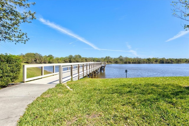 5740 Eagle Creek Rd, Sarasota, FL 34238 - dock area featuring a lawn and a water view