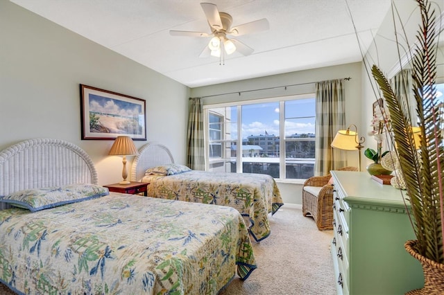 3806 Gulf Of Mexico Dr Unit C204, Longboat Key, FL 34228 - bedroom featuring light colored carpet, a water view, and ceiling fan