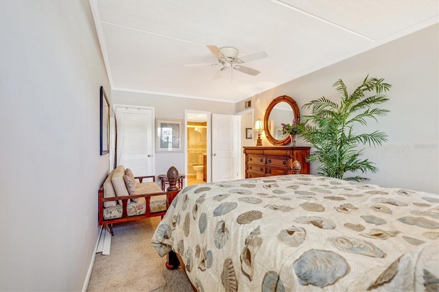 3806 Gulf Of Mexico Dr Unit C204, Longboat Key, FL 34228 - carpeted bedroom featuring ensuite bathroom and a ceiling fan